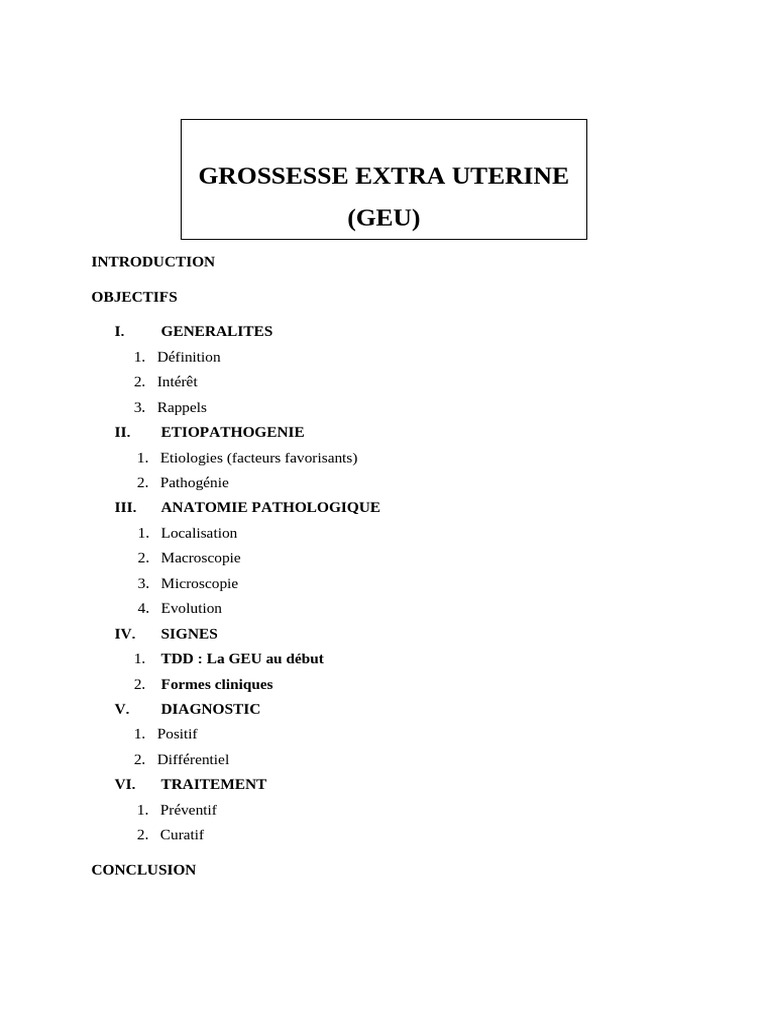 Grossesse Extra Uterine Cours PDF Spécialités médicales Médecine — free download