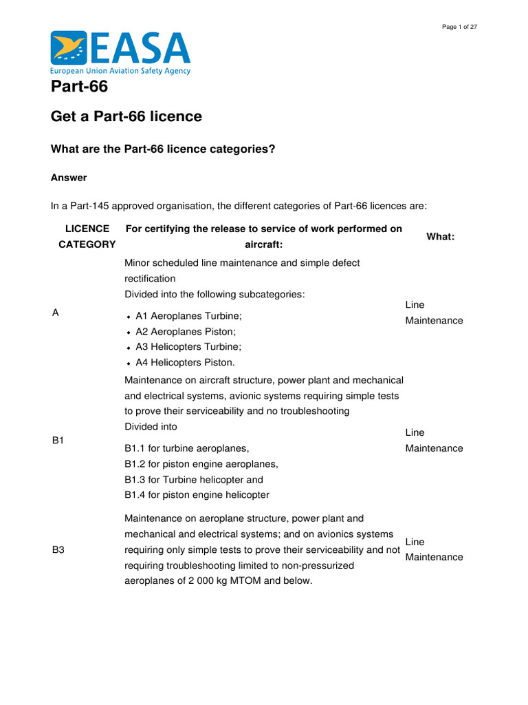 EASA - Part66 | PDF | Educational Assessment | Aviation