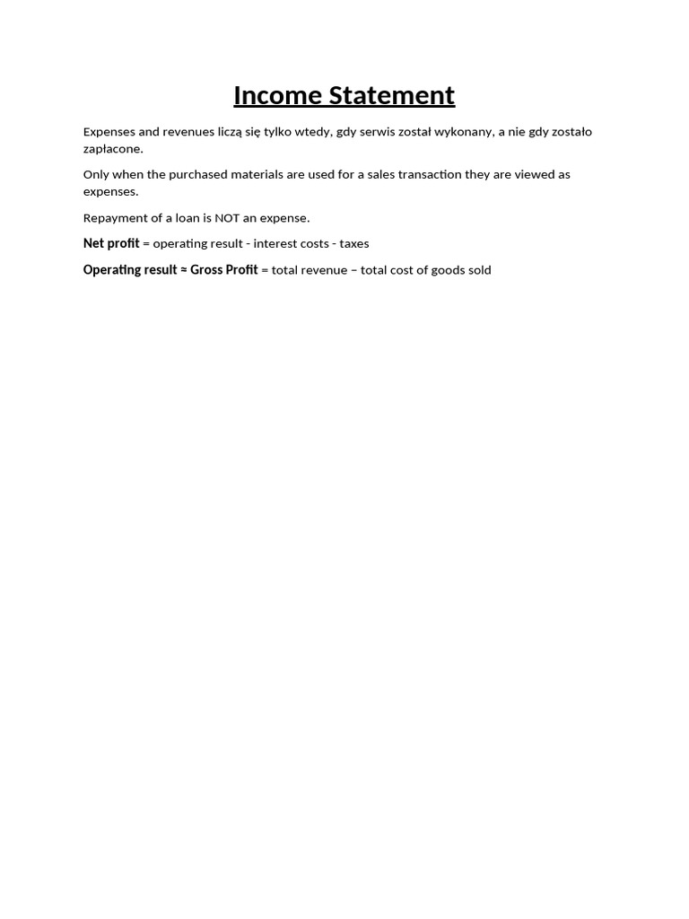 Income Statement Summary | PDF