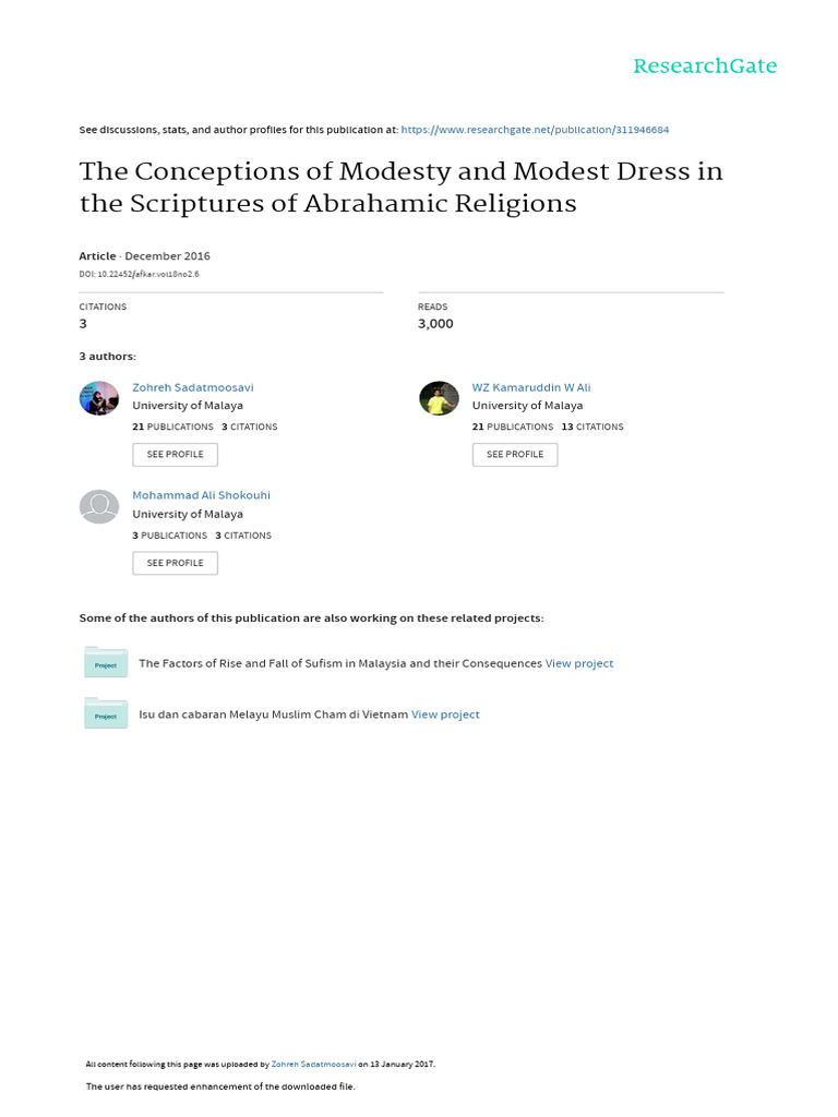 The Conceptions of Modesty and Modest Dress in the Scriptures of ...