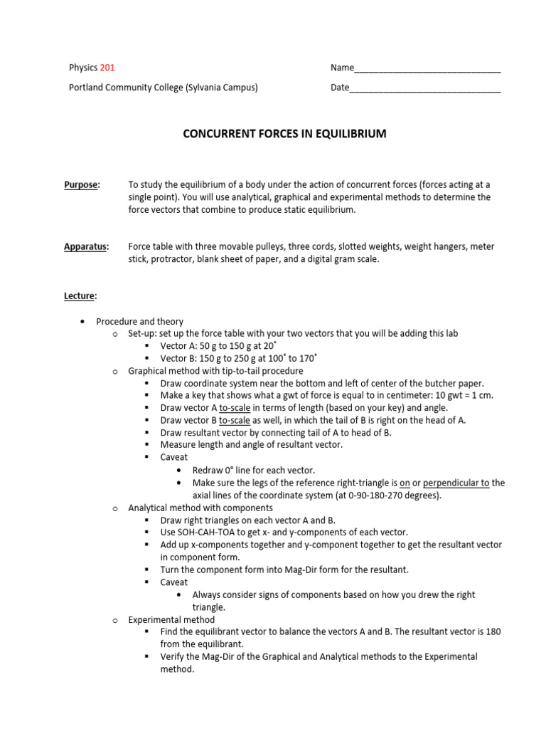 1B - Concurrent Forces in Equilibrium | PDF | Euclidean Vector | Force