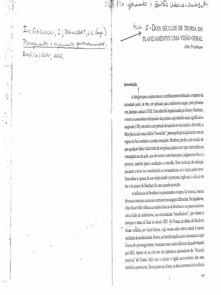 Dois Séculos de Teoria Do Planejamento. Uma Visão Geral. John Friedman ...