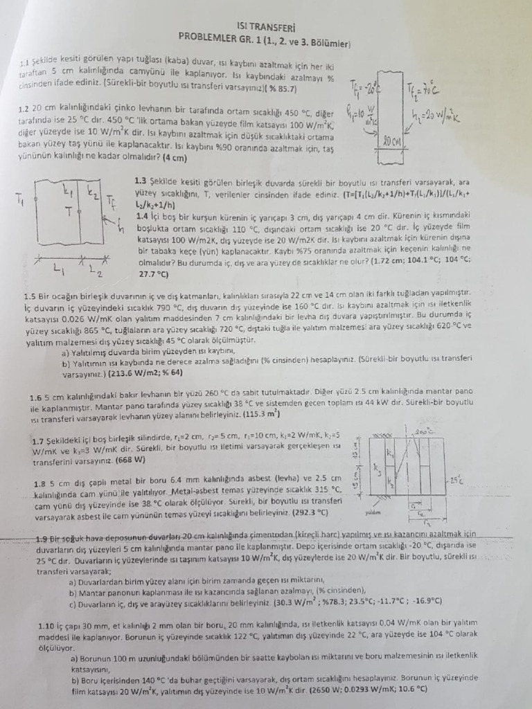 Isı Transferi Örnek Sorular | PDF