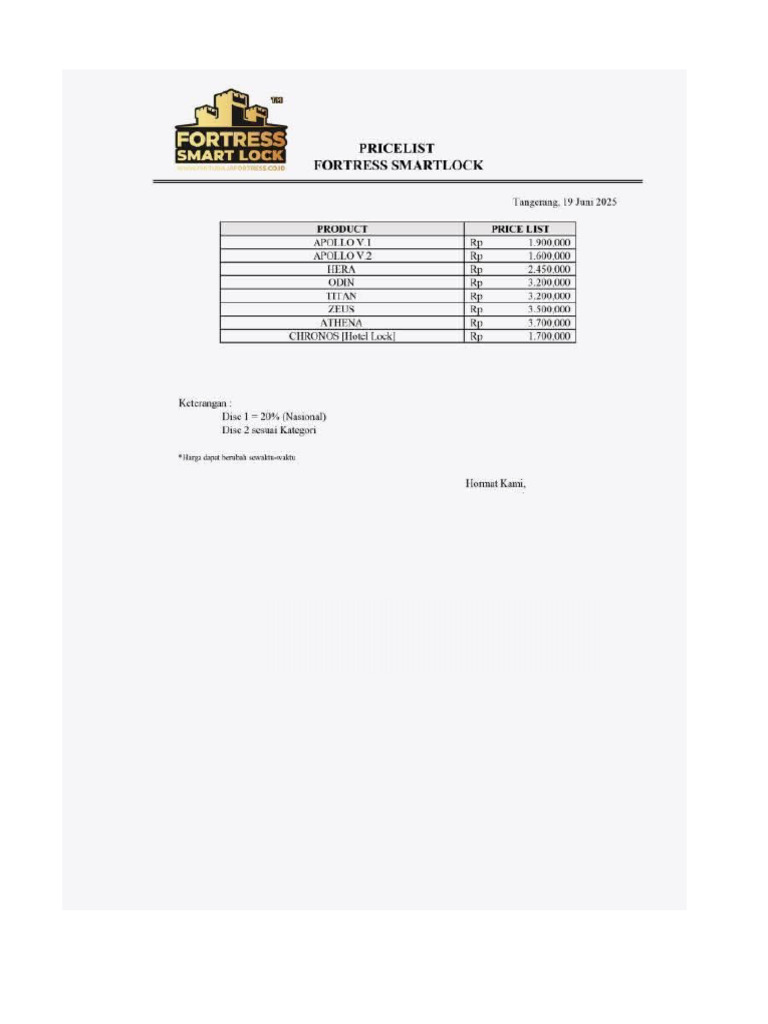 FORTRESS Smartlock - Price List 2025 | PDF