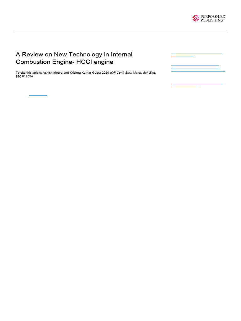 A Review On New Technology in Internal Combustion Engine - HCCI Engine ...