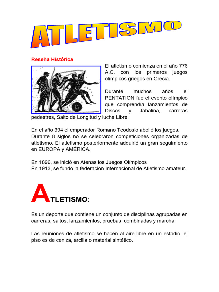 ATLETISMO | PDF | Deporte del atletismo | Deportes olímpicos