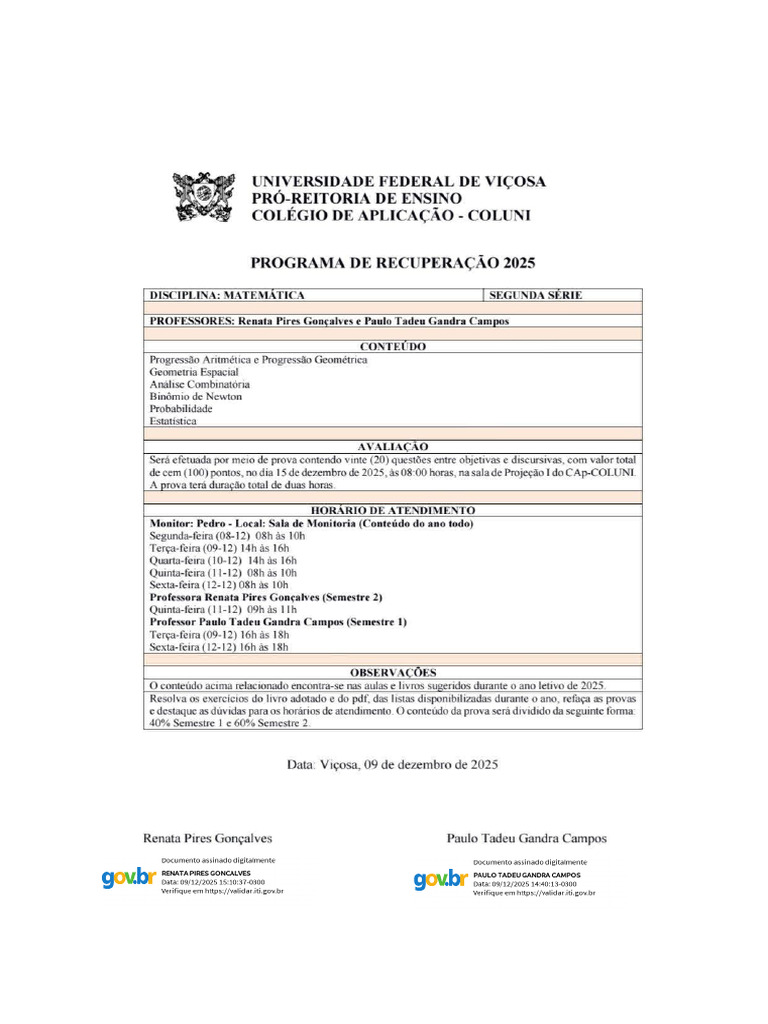 Programa Recup 2025 | PDF