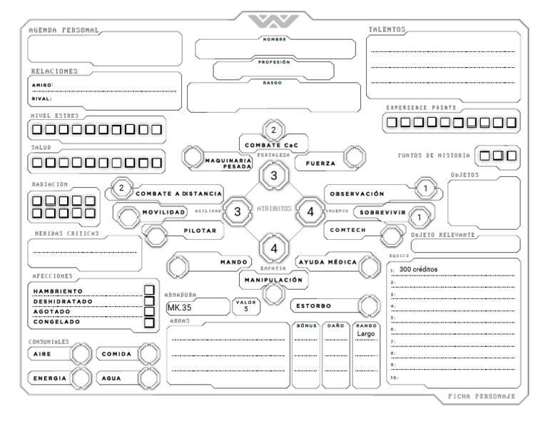 Ficha 2020 Alien RPG | PDF