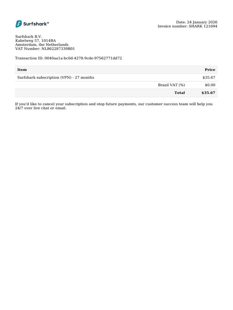 Invoice SHARK 121694 | PDF
