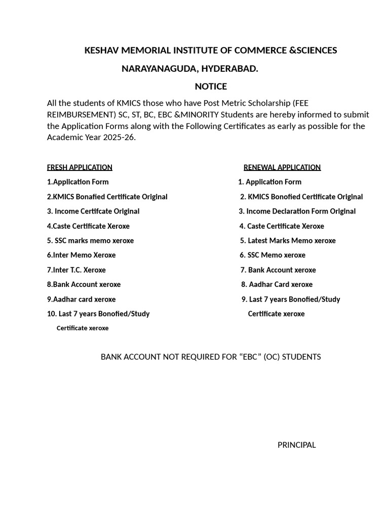 Scholarship Required Document List | PDF