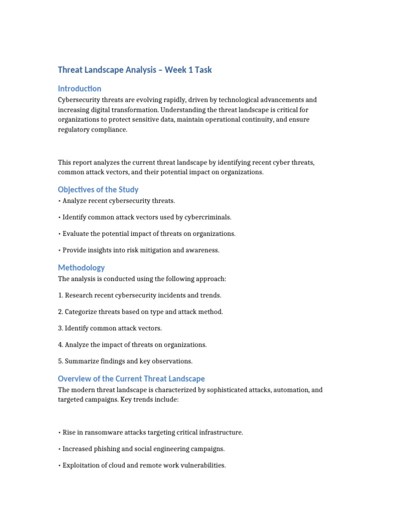 Threat Landscape Analysis | PDF | Security | Computer Security
