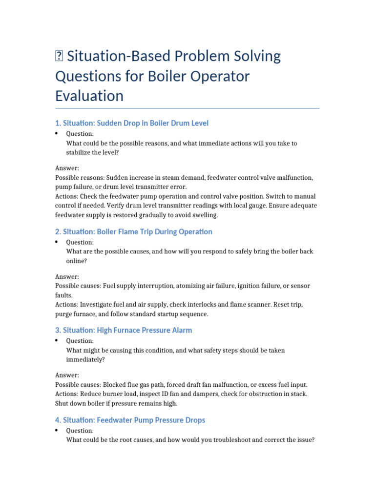 Boiler Operator Situational QA With Answers | PDF | Boiler | Combustion