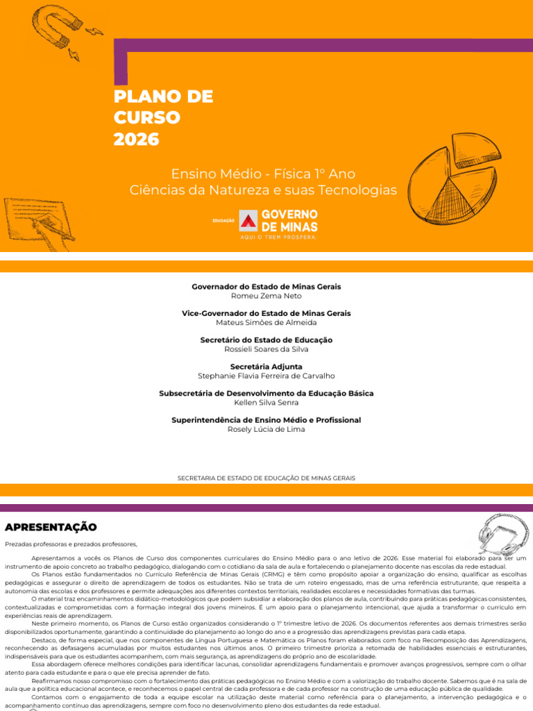 1° Ano - Plano de Curso Física - Ensino Médio | PDF | Science | Física