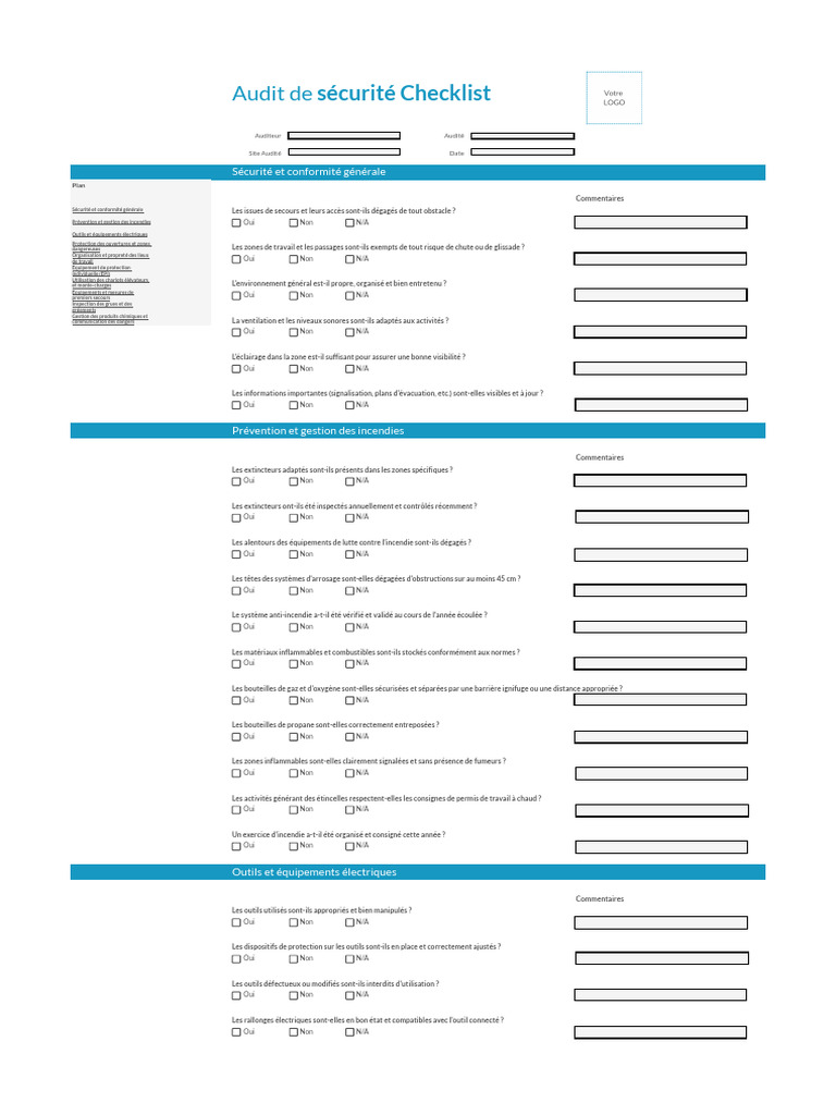 Audit de S Curit Checklist Formulaire | PDF
