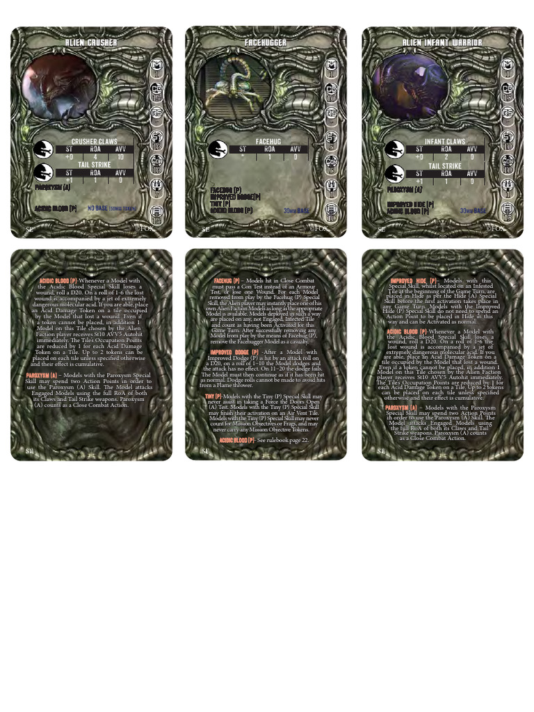 AVP SE Alien Units Cards 2019 | PDF