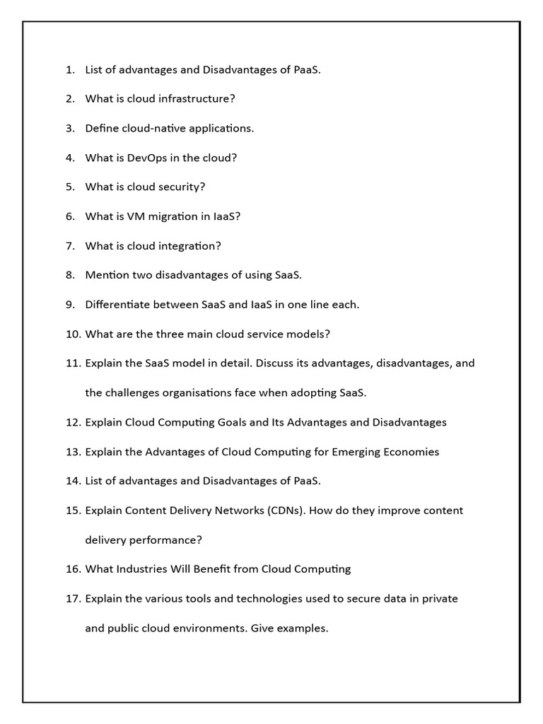 Important Question Cloud Computing | PDF