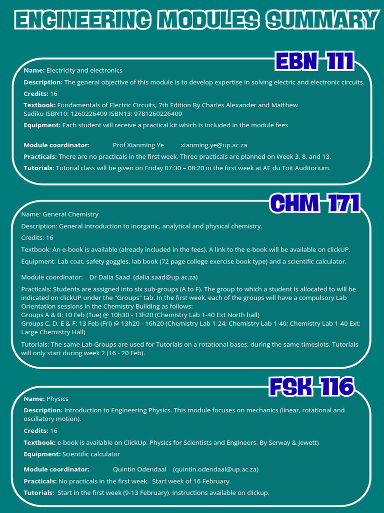 Engineering Modules Summary 2026 | PDF | Physical Sciences