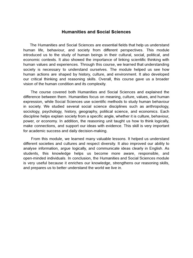 Humanities and Social Sciences | PDF