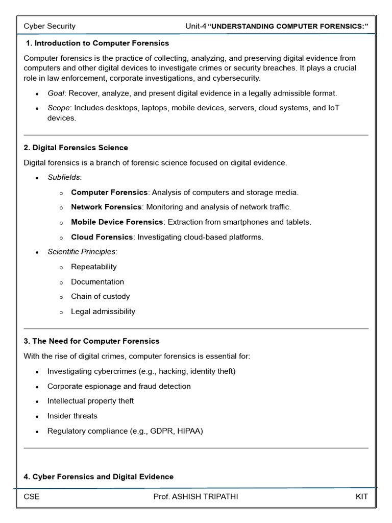 Cuber Security Unit 4 | PDF | Computer Forensics | Digital Forensics