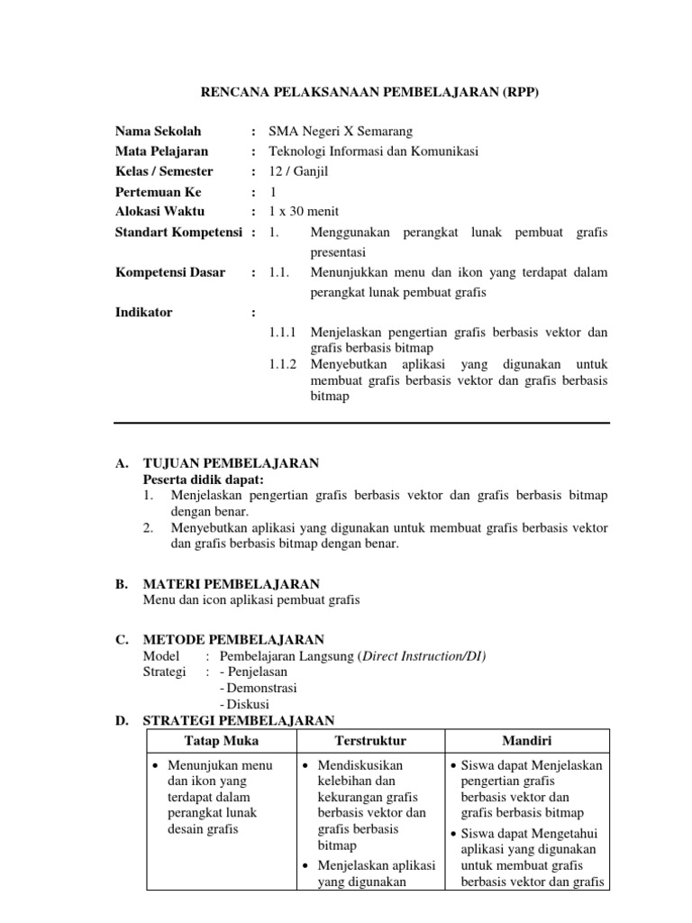 RPP Micro Teaching TIK Kelas 12 | PDF