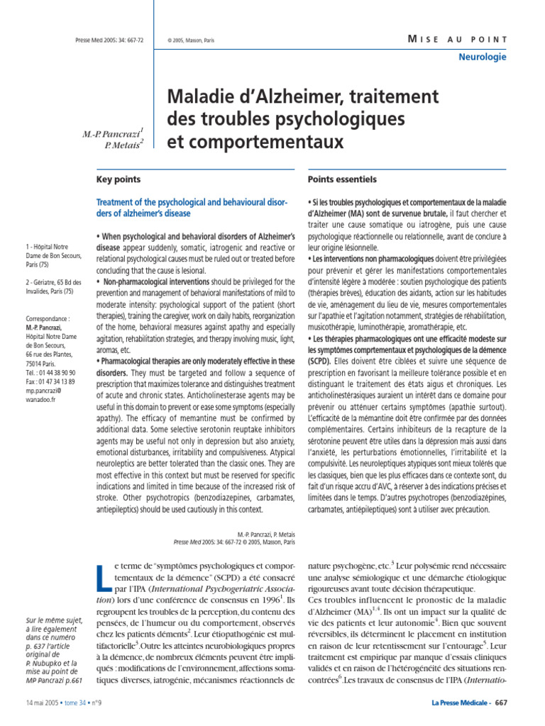 Maladie D Alzheimer Traitement Des Troub | PDF | Neuroleptique ...