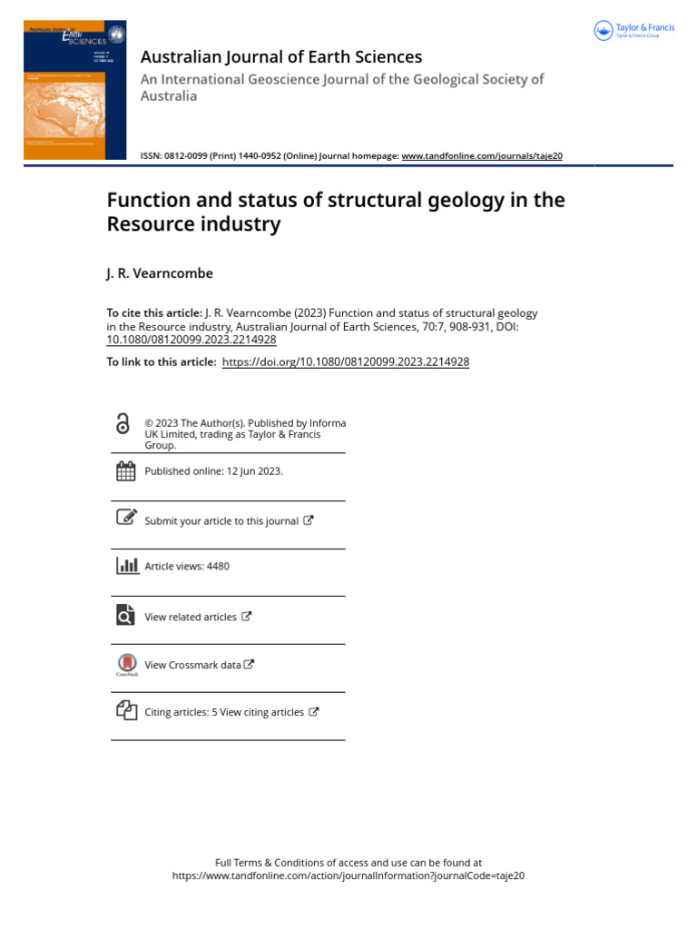 Function and Status of Structural Geology in the Resource Industry ...
