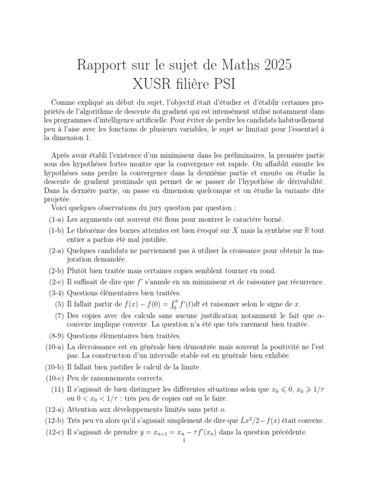 2025 Psi Rapport Maths Ecrit | PDF | Analyse mathématique | Mathématiques