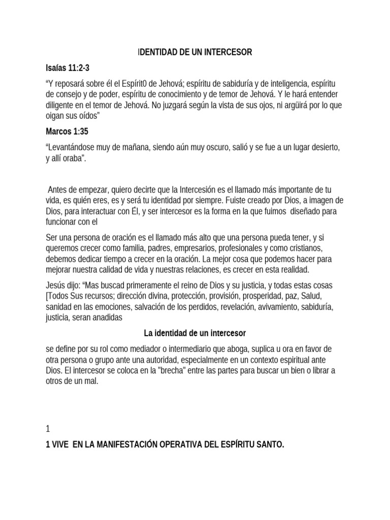 Identidad de Un Intercesor | PDF | Intercesión | Oración