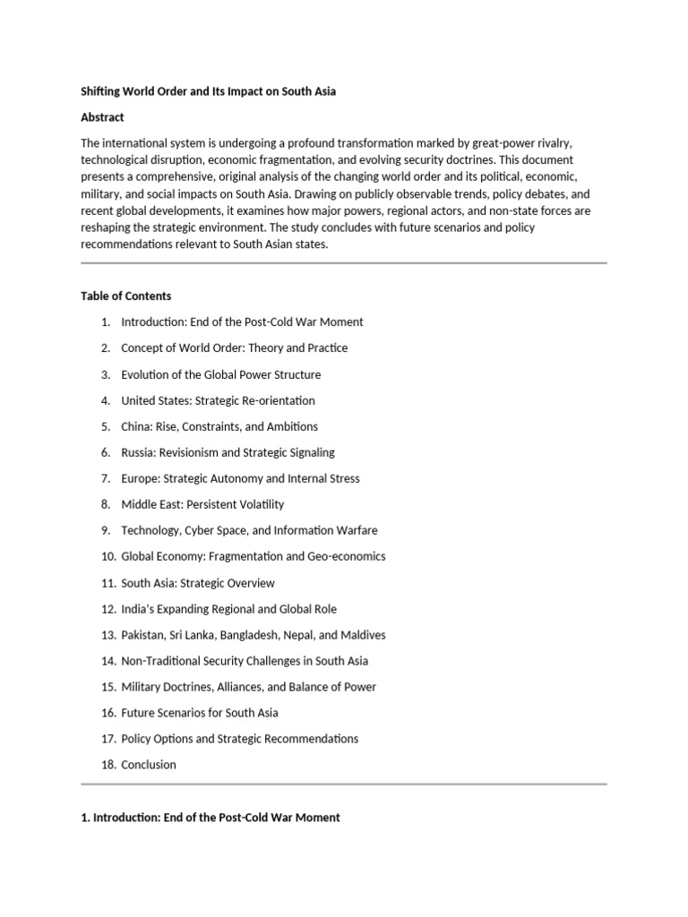 Shifting World Order | PDF | South Asia | Securities
