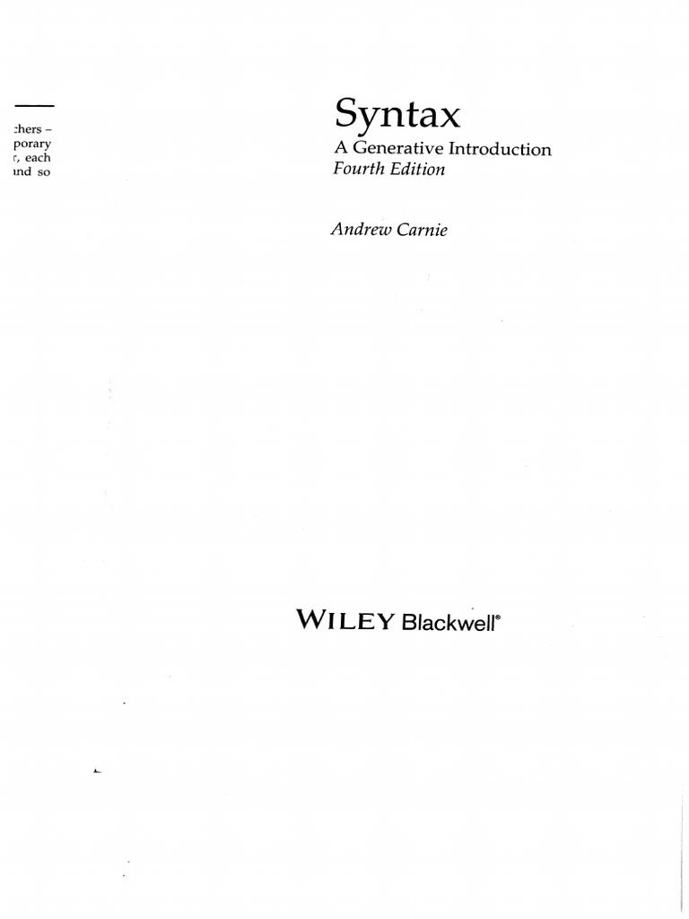 Syntax - A Generative Introduction, Fourth Edition | PDF