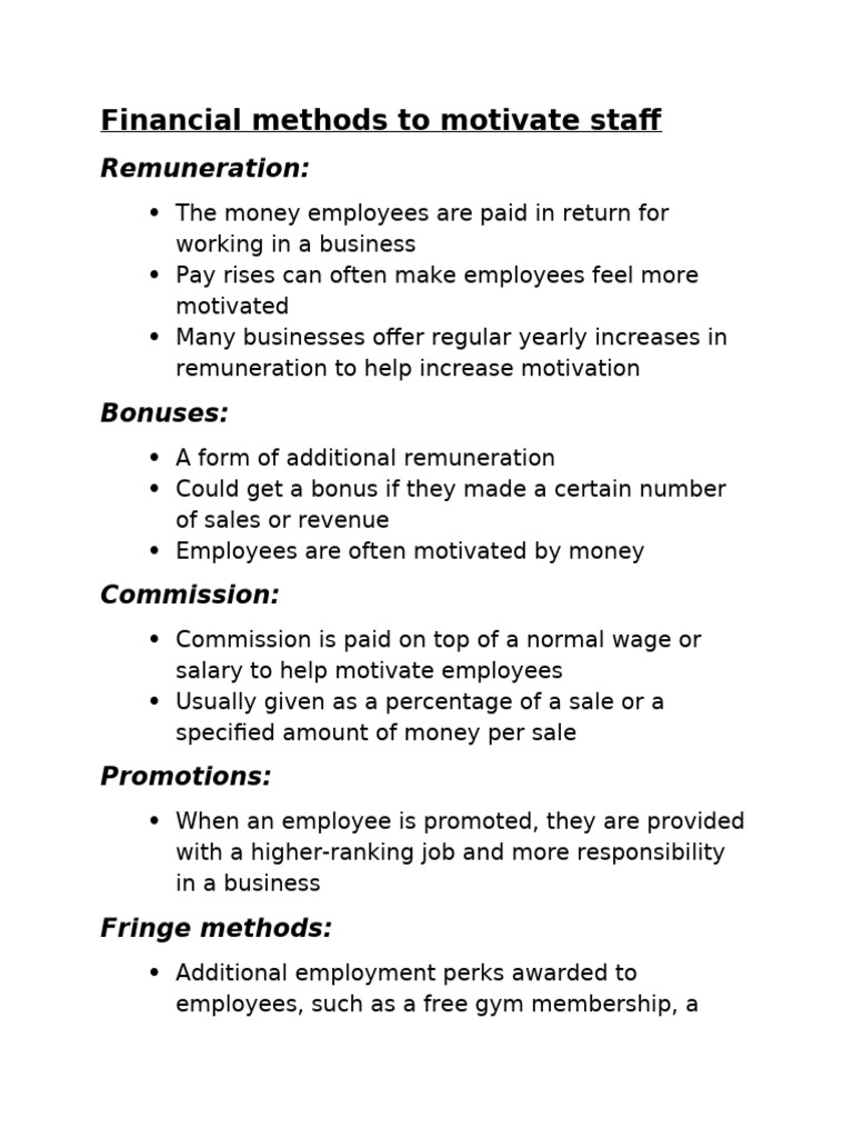 Financial Methods to Motivate Staff | PDF