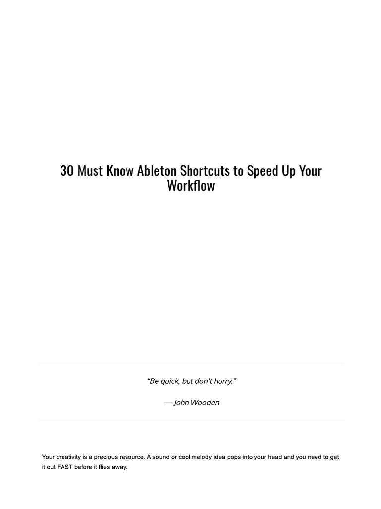30 Must Know Ableton Shortcuts To Speed Up Your Workflow | PDF