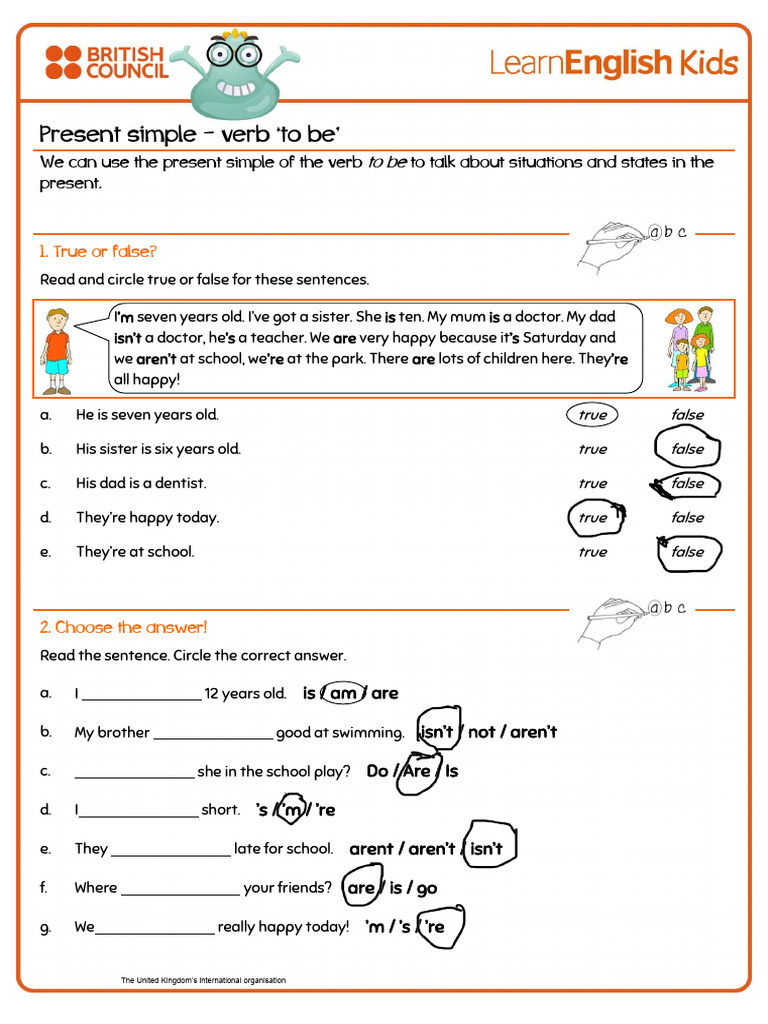 Grammar Practice Present Simple Verb To Be Worksheet | PDF | Linguistic ...