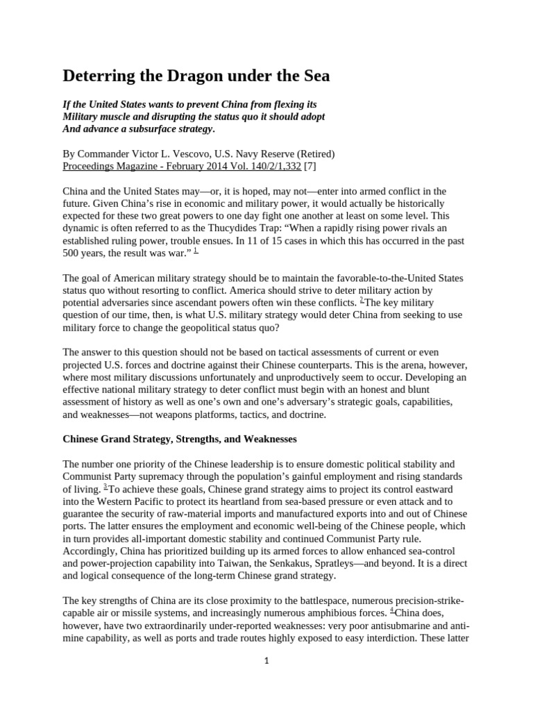 3 Deterring The Dragon Under The Sea | PDF | Deterrence Theory | Crime ...