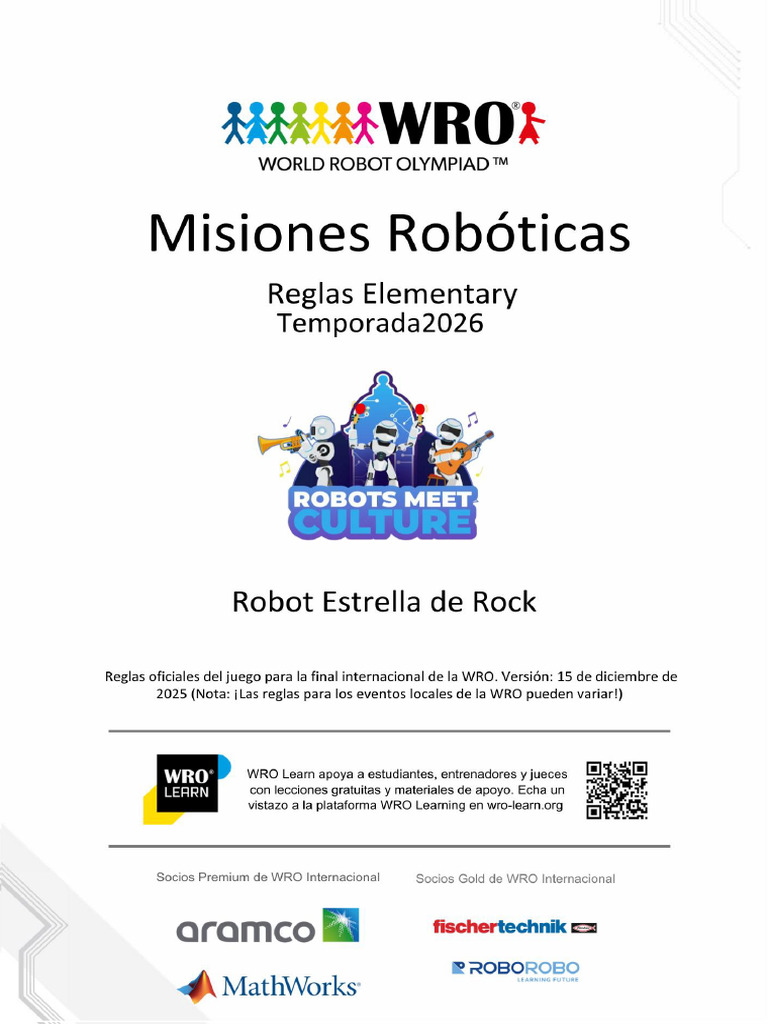 WRO 2026 RoboMission Elementary Final Version Final Español 6 Ene | PDF ...