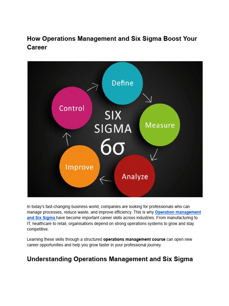 How Operations Management and Six Sigma Boost Your Career | PDF | Six ...