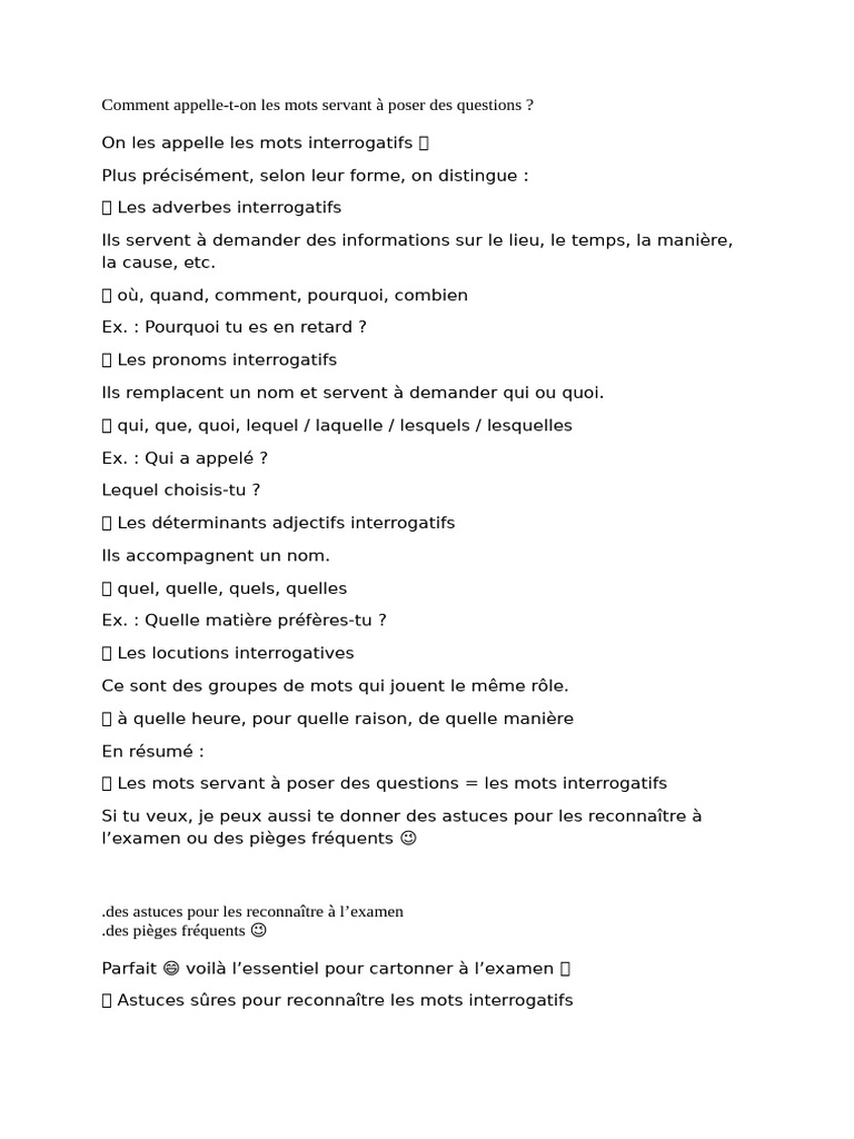 Mot InterrogatifChris | PDF | Grammaire | Syntaxe