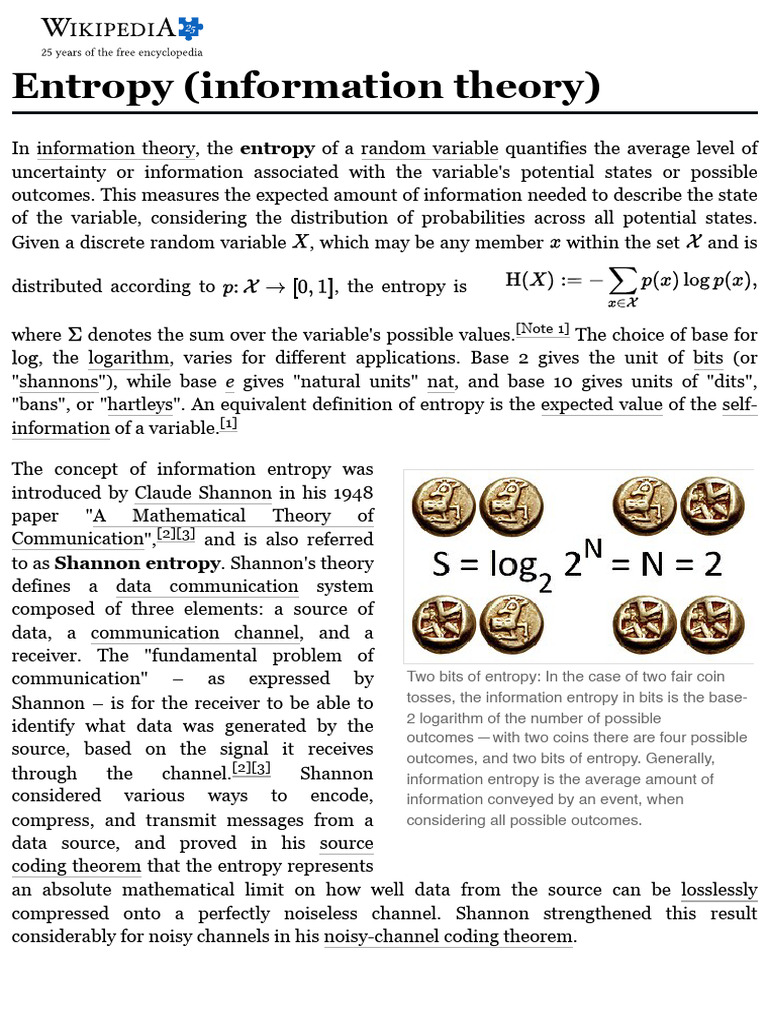 Entropy (Information Theory) - Wikipedia | PDF | Entropy | Information