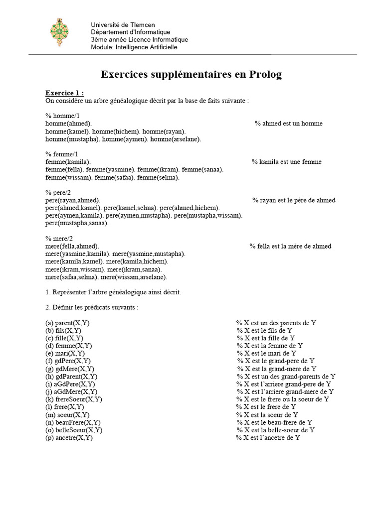 Exercices Prolog | PDF | Fruit