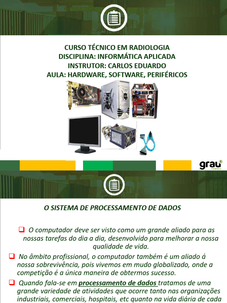 Aula 2 Hardware, Software e Periféricos | PDF | Hardware de computador ...