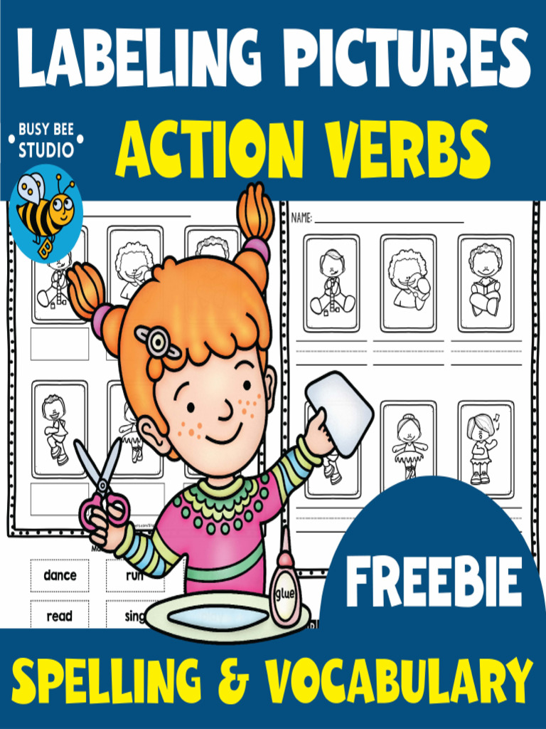 Labelingpictureseslvocabularyactionverbsworksheetwritingcenterlabels 1 ...