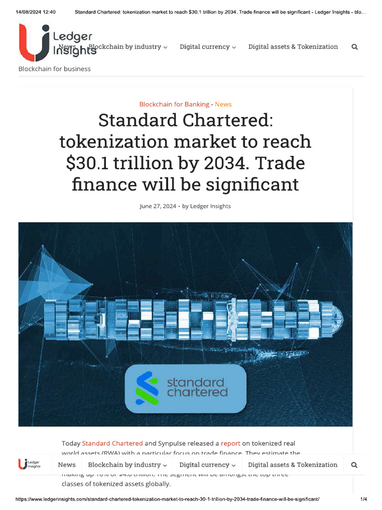 Standard Chartered_tokenization Market to Reach $30.1 Trillion by 2034 ...