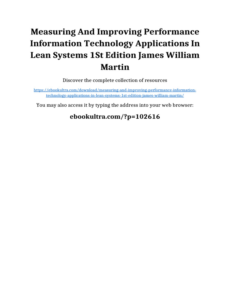 Measuring and Improving Performance Information Technology Applications ...