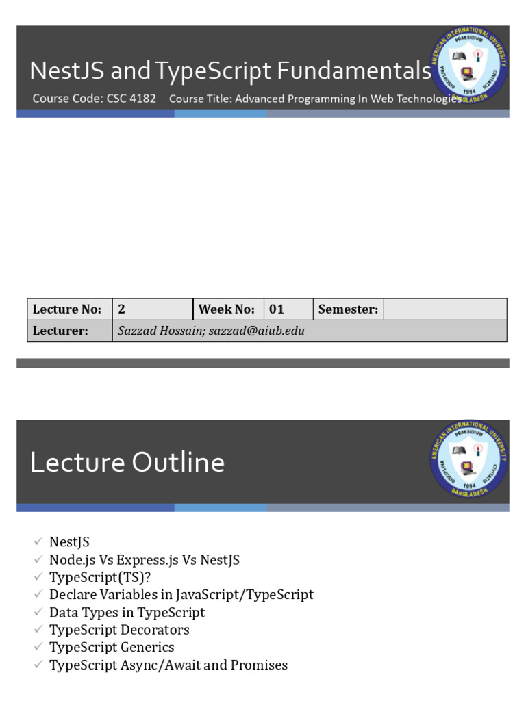 Lecture 1.2 NestJS&TypeScript Fundamentals | PDF | Java Script ...