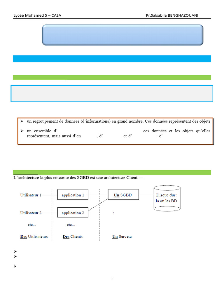 Chapitre Base de Donnee | PDF | Bases de données | SQL