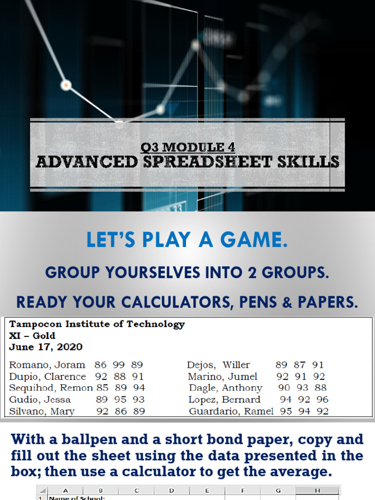 Module 4 (Advanced Spreadsheet Skills) | PDF | Spreadsheet | Microsoft ...