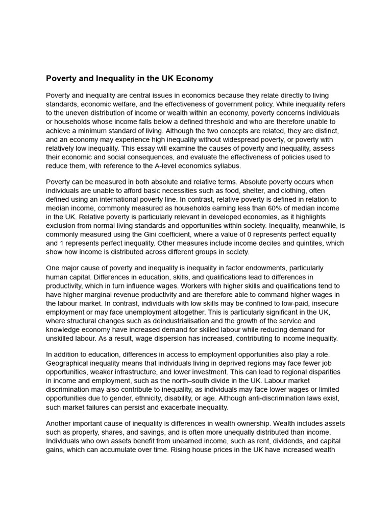 Poverty and Inequality Essay PDF | PDF | Poverty & Homelessness ...