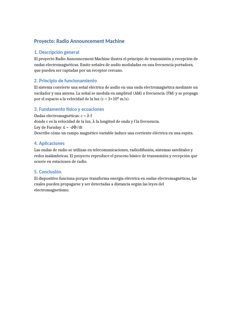Proyecto Radio Announcement Machine | PDF