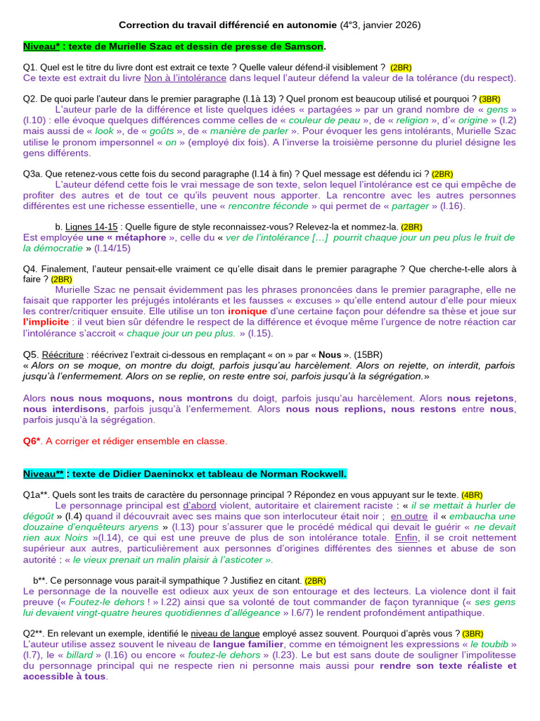 4e3 SQIII Sc2 Correction Travail Autonomi Diffrencie v1 2 | PDF | Tolérance