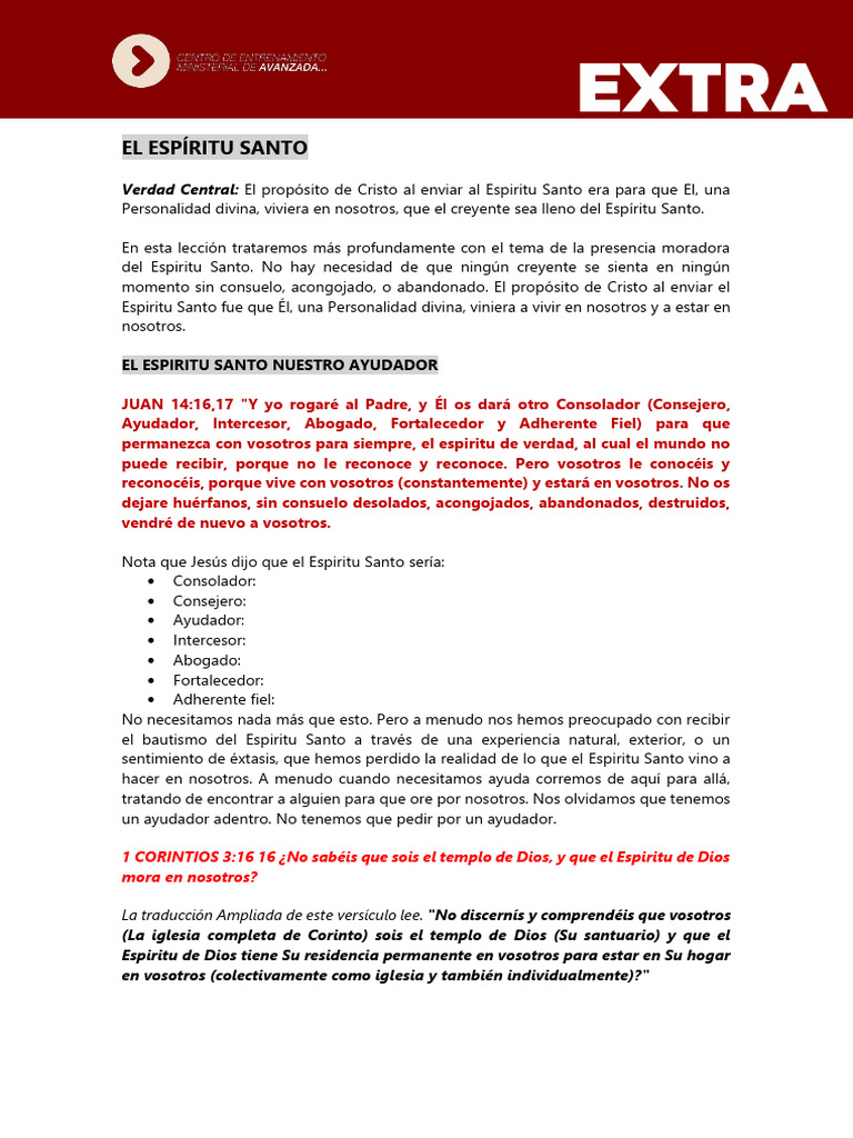 Cem - Extra - Espiritu Santo | PDF | espíritu Santo | Primera epístola ...